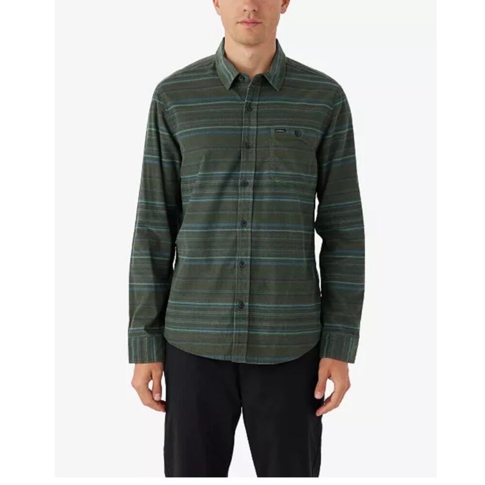 O'Neill Corduroy Button Down Shirt Shacket Green Blue Stripe Med Gorpcore Grunge